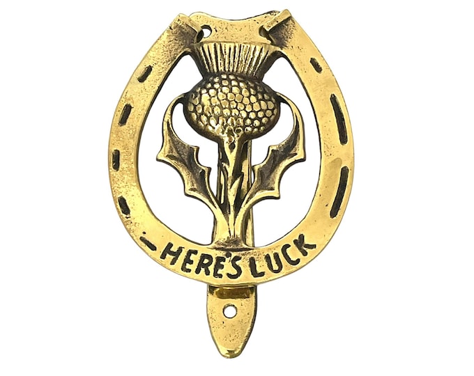 Brass Door Knocker, Scottish Thistle Door Knocker Horse Shoe Door