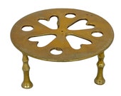 Vintage Brass Heart Trivet Pot Stand, Plant Stand, Tea Pot Stand, Kettle Stand, Kitchen Pot Holder, Decorative Old Teapot Trivet Stand