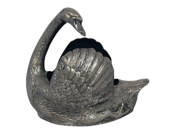 Vintage Silver Plated Swan Figurine: Trinket Dish, Made in England