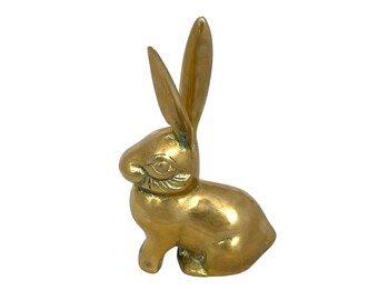 Vintage Indian Brass Rabbit Figurine: Gold Bunny Ornament