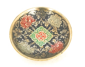 Wiccan Alter Offering Dish Pagan Decor Indian Embossed Dish Witchcraft Vintage Round Brass Dish Wiccan Decorative Boho Pin Dish