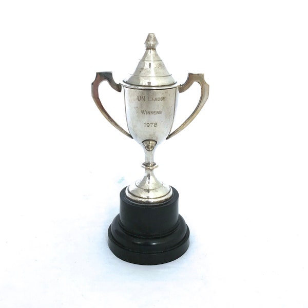 vintage Silver Trophy Cup, Small Lidded 1970s Trophy Cup, 6 » Silver Plated Trophy, Award Cup, English Sports Trophy Cup, Antique Cup