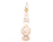 Vintage Egyptian Glass Perfume Bottle, Perfume Vial, Decorative Genie Bottle, Hand Blown Glass Bottle, Gold Perfume Bottle, Scent Vial