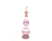 Vintage Perfume Bottle, Perfume Vial, Delicate Purple Glass Perfume Bottle, Hand Blown Glass Perfume Bottle, 24kt Gold, Perfume Bottle Vial