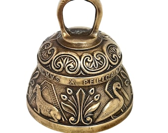 Vintage Brass Sanctuary Bell: Evangelist Sanctus Bell with Biblical Scenes