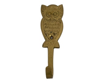 Vintage Brass Owl Hook, Wall Hook, Key Holder, Coat Hook, Key Hook, Owl Bathroom Hook, Kitchen Towel Hook, Jewellery Hook, Witchy Decor