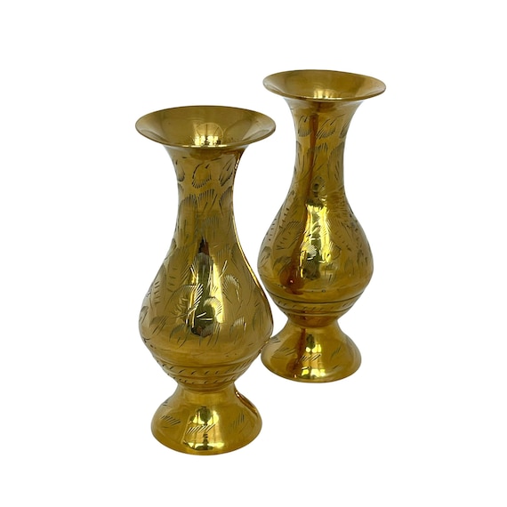 Vintage Brass Vases, Pair of Etched Vases, Indian Brass Vase, Retro Floral  Vase, Flower Boho Decor, Bohemian Vase Pair, Vase Set, Display -  Canada