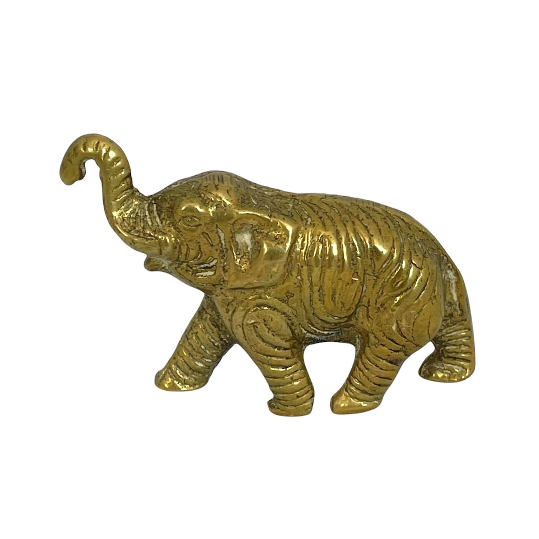 Vintage Small Brass Elephant Figurine Brass Elephant Statue Etsy