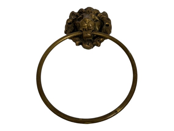 Vintage Peerage Brass Towel Ring, Lion Head Towel Ring Holder With