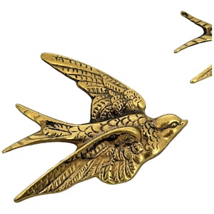 Vintage Brass Bird Wall Hanging, Brass Swallow Ornament, Graduated Bird Wall Decor, Swift, Bird Wall Plaque, Retro Flying Wall Birds image 5