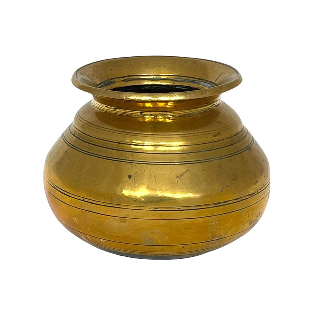 Antique Brass Vase, Bulb Vase, Brass Urn Vase, Victorian Brass Vase