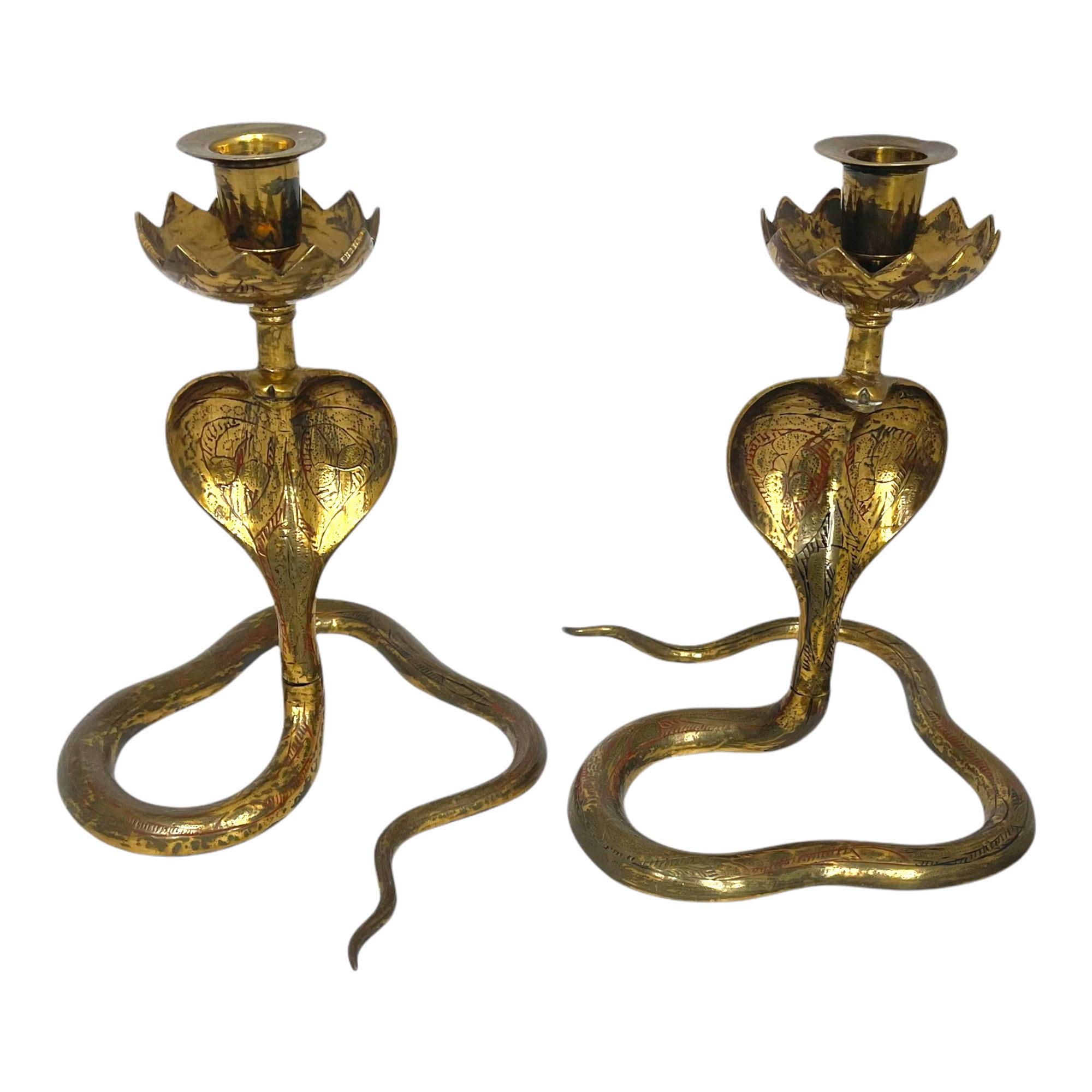 Home & Living Vintage brass snake serpent Cobra alter candle holder