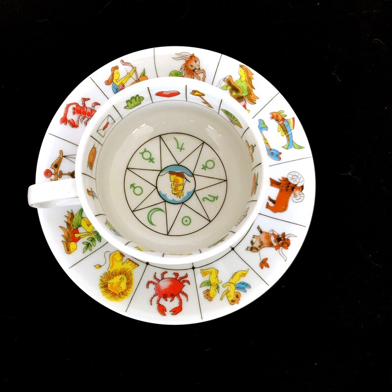 Vintage Fortune Telling Cup & Saucer Astrology Signs Tea Leaf Etsy UK