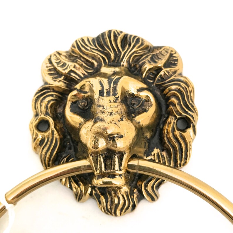 Vintage Peerage Brass Towel Ring Lion Head Towel Ring Holder Etsy