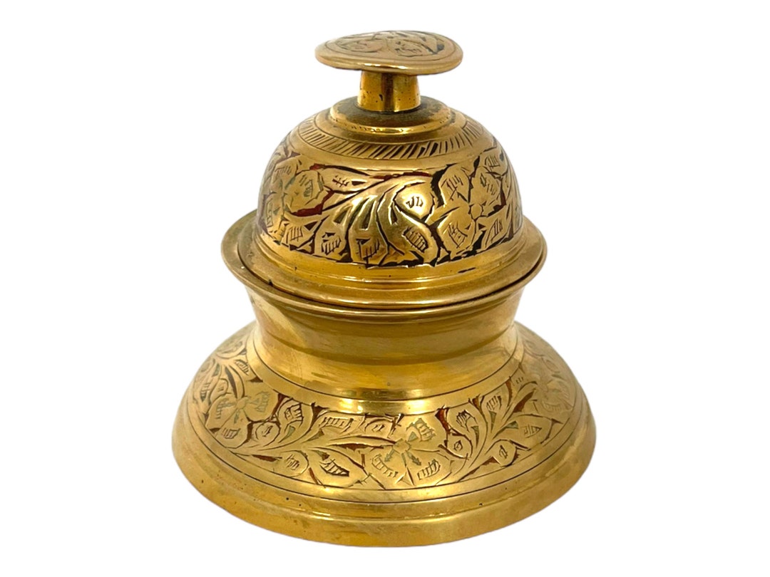 Vintage Elephant Claw Bell & Stand, Brass Bell, Indian Hand Bell, Alter Bell, Prayer Bell