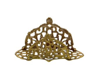 Vintage Brass Letter Rack: Art Nouveau Filigree Desk Organizer