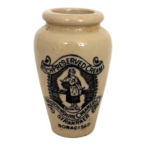 vintage pot en grès Stranraer, pot de crème ancien, crémerie du Wigtownshire, pot de crème glacée, pot de crème stabilisée, pot ancien en faïence