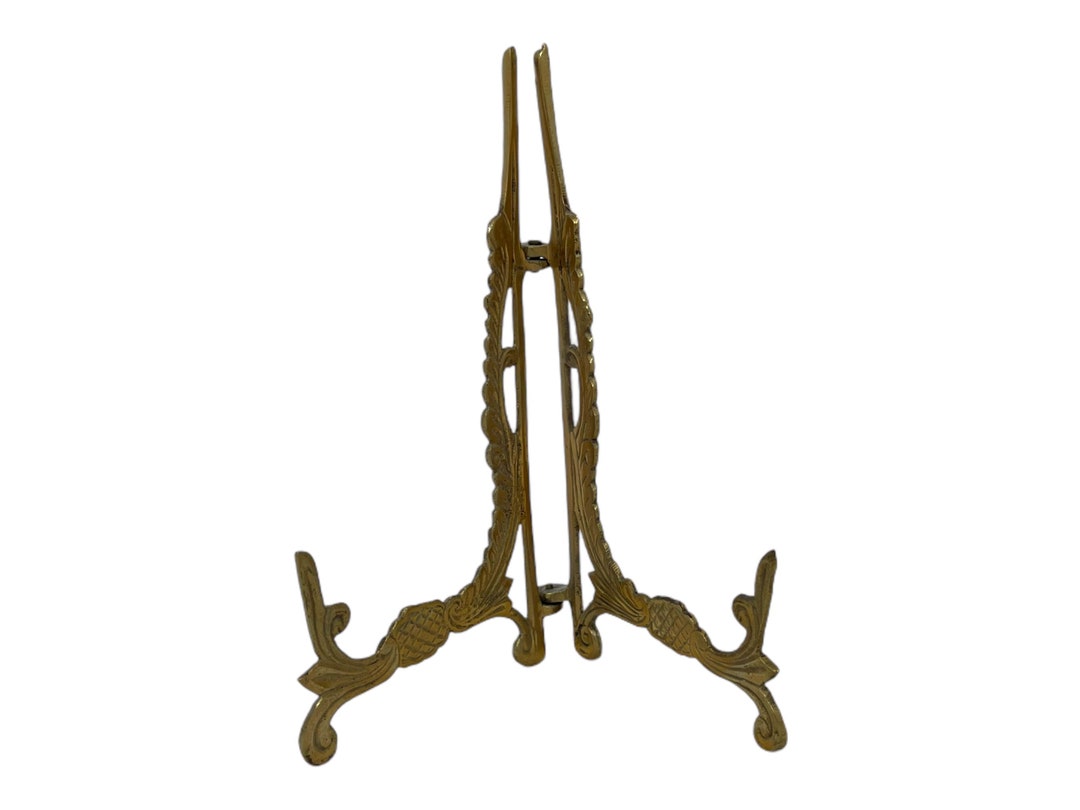 Vintage Brass Stand Folding Plate Stand Plate Display Stand Etsy