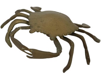 Vintage Brass Crab Trinket Box, Brass Crab Ashtray Lid , Jewellery or Ring Box, Crab Figurine, Nautical Beach House, Ocean Decor, Shellfish