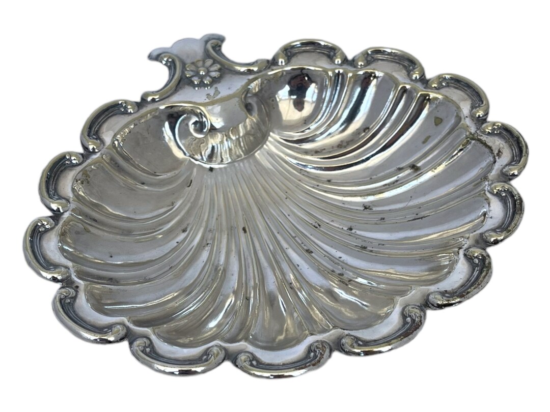 Antique Silver Plated Shell Dish, Seashell Bowl, Clam Jewelery Tray ...