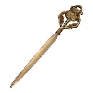 Vintage Brass Thistle Letter Opener: Scottish Desk Decor