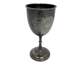 Antique 1913 Silver Plated Trophy Cup: Engraved Award Goblet