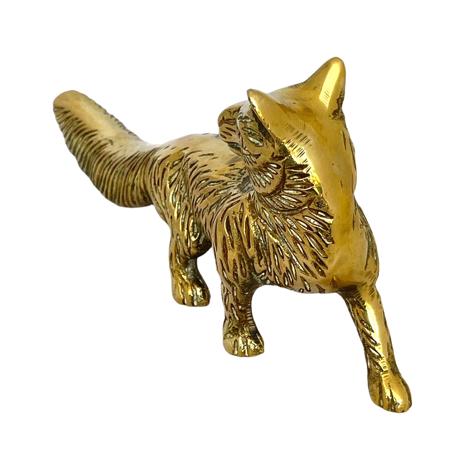 Vintage Brass Fox Figurine Retro Gold Fox Metal Fox Fox Etsy