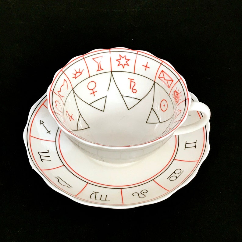 Vintage Fortune Telling Cup Saucer Tarot Cup Astrology Signs Etsy