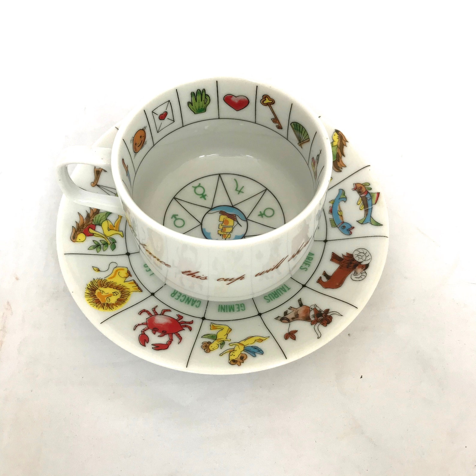 Vintage Fortune Telling Cup & Saucer Astrology Signs Tea Leaf Etsy