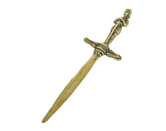 Antique Brass Joan of Arc Letter Opener, Ritual Athame Blade, Alter Decor