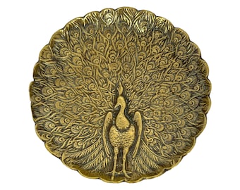 Vintage Brass Peacock Trinket Dish - Peerage England