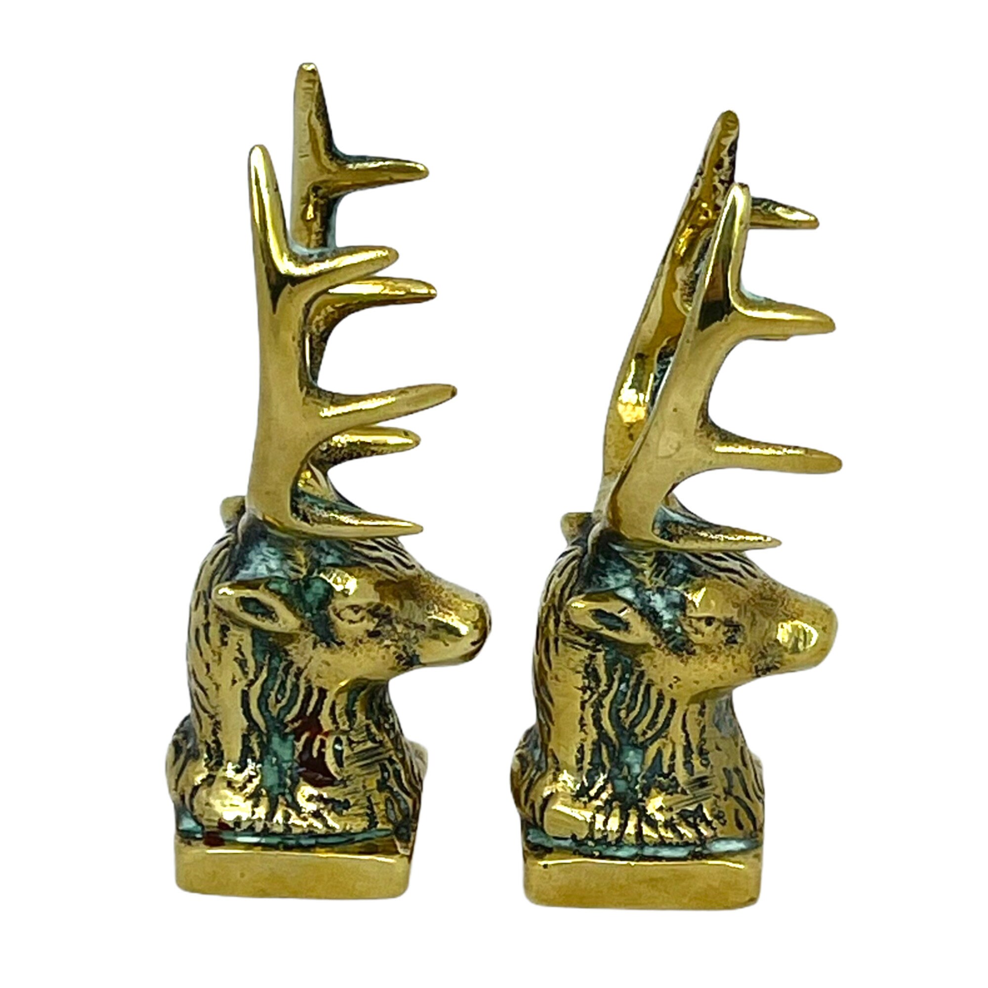 Vintage Brass Stag Figurines Pair of Stag Statues Small Stag Etsy UK