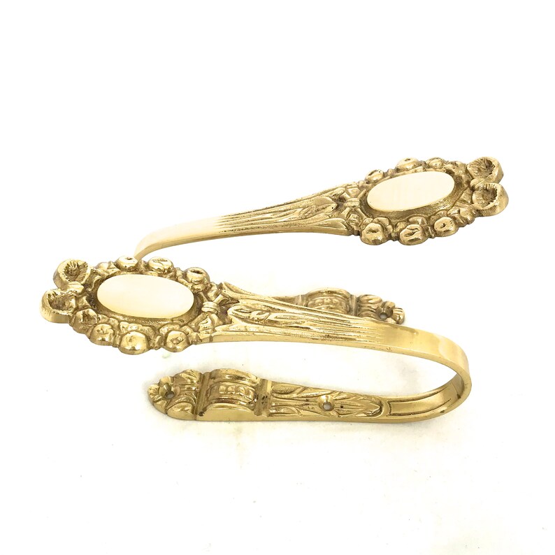 Vintage Pair of Brass Curtain Tie Backs Pair of Bow Door Etsy