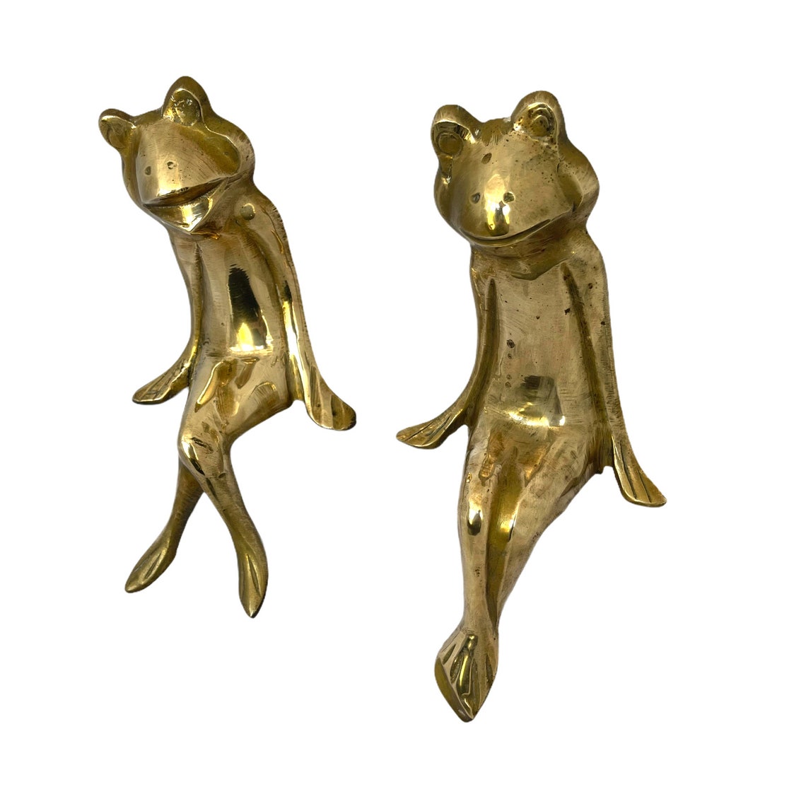 Vintage Pair of Large Brass Frogs 9 Sitting Frogs Frog Etsy