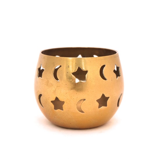 Vintage Brass Star & Moon Candle Holder Tea Light Candle Etsy