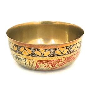 Vintage Enamelled Brass Bowl, Altar Offering Dish, Trinket Dish, Brass Pagan Alter Bowl, Witchcraft, Wiccan, Altar Piece, Incense Bowl