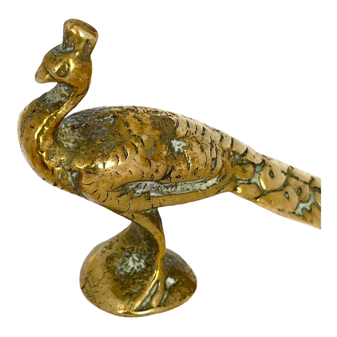 Vintage Brass Peacock Figurine Small Brass Peacock Shoe Horn Etsy