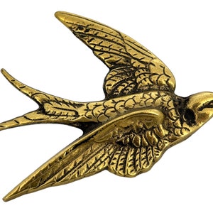 Vintage Brass Bird Wall Hanging, Brass Swallow Ornament, Graduated Bird Wall Decor, Swift, Bird Wall Plaque, Retro Flying Wall Birds image 2