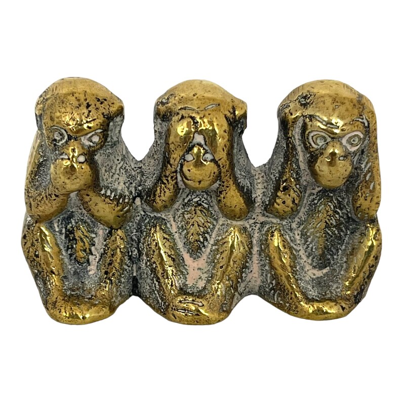 Vintage Three Brass Monkeys Figurine Peerage Miniature Wise Etsy