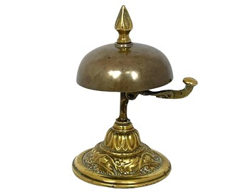 Details about   Antique Brass Ornate Hotel Front Desk Bell ~ Home & Office Calling Counter Bell 