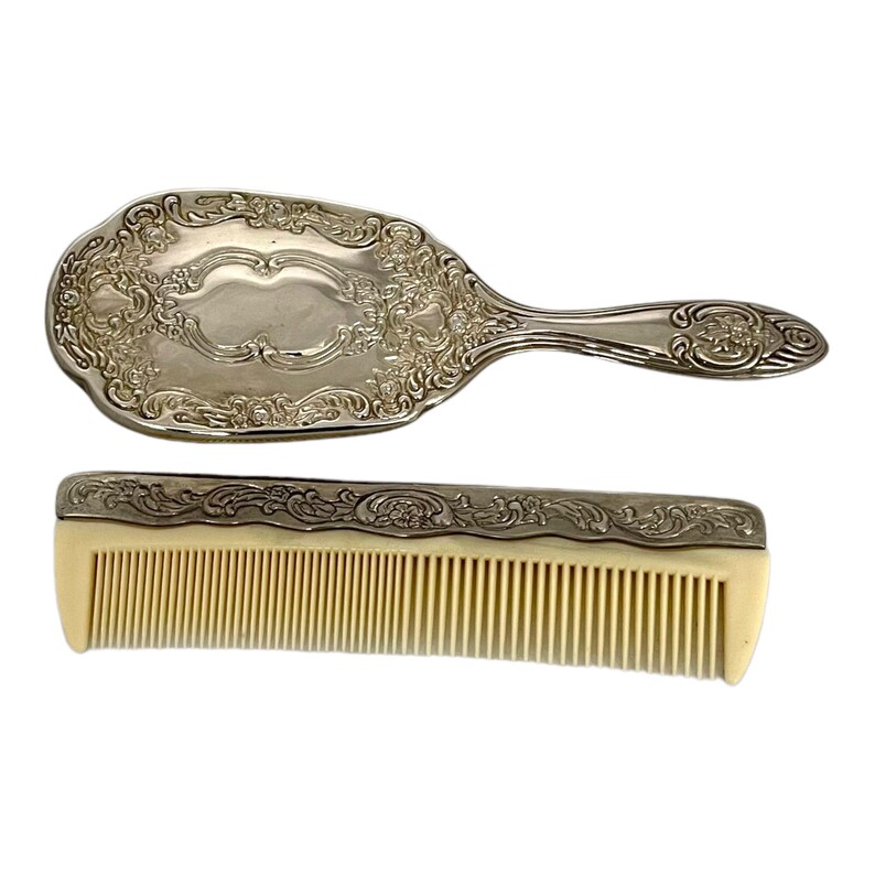 Vintage Brush and Comb Set Silver Plated Vanity Set Silver Etsy