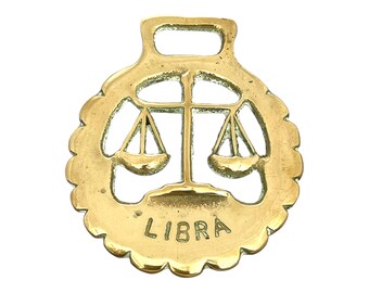 Vintage Horse Brass Libra Zodiac Sign - Witchy Home Decor, Celestial Wall Hanging