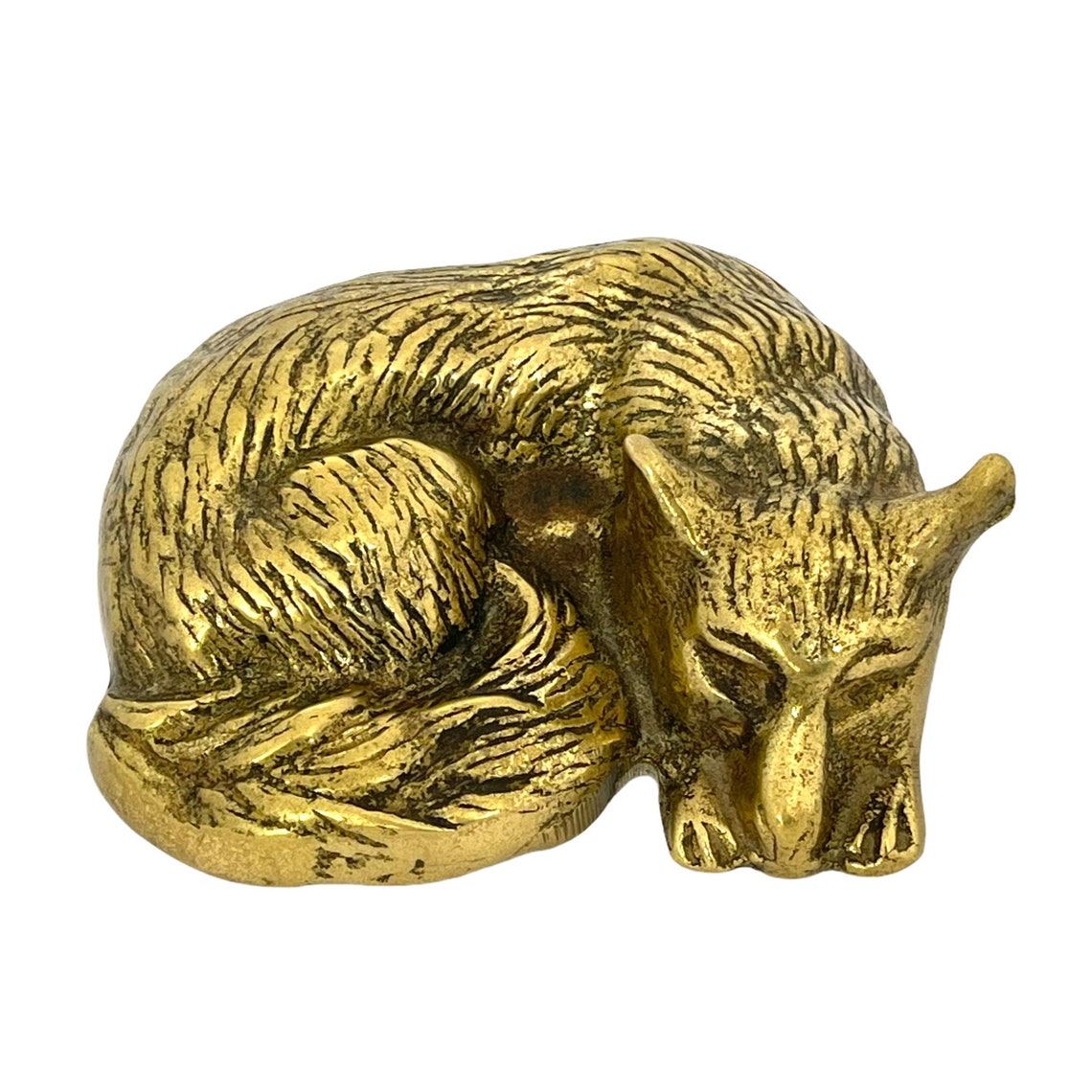 Vintage Sleeping Brass Fox Figurine Gold Fox Metal Fox Fox Etsy UK