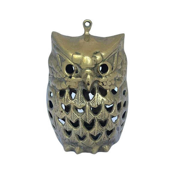 Vintage Brass Owl Tea Light Candle Holder Brass Owl Candle