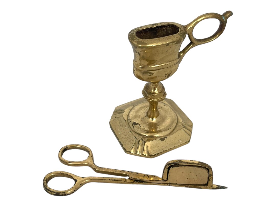 Antique Brass Candle Snuffer/Candle Scissors Holder