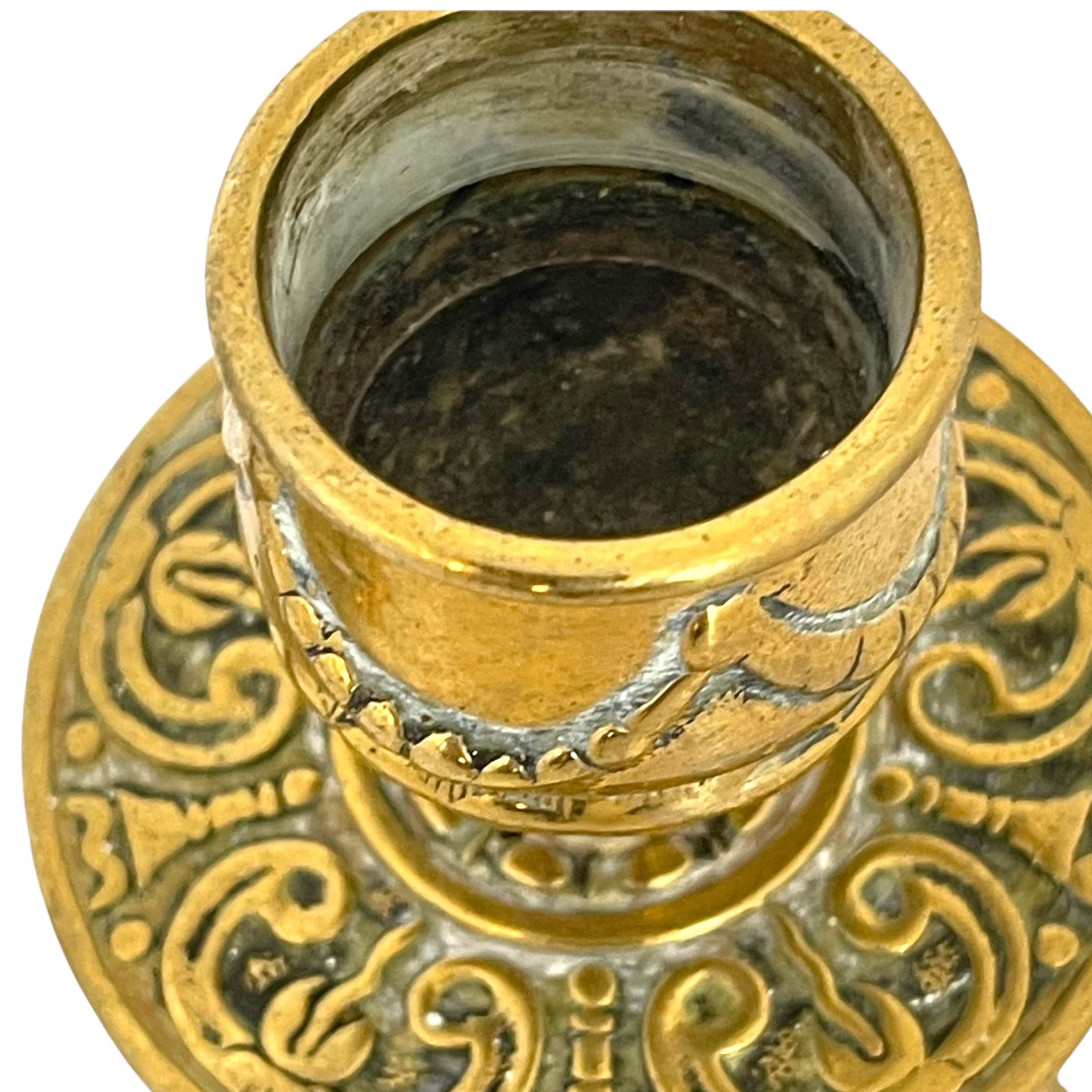 Handmade Antique Candlestick, Vintage Heavy Brass Candlestick, Single