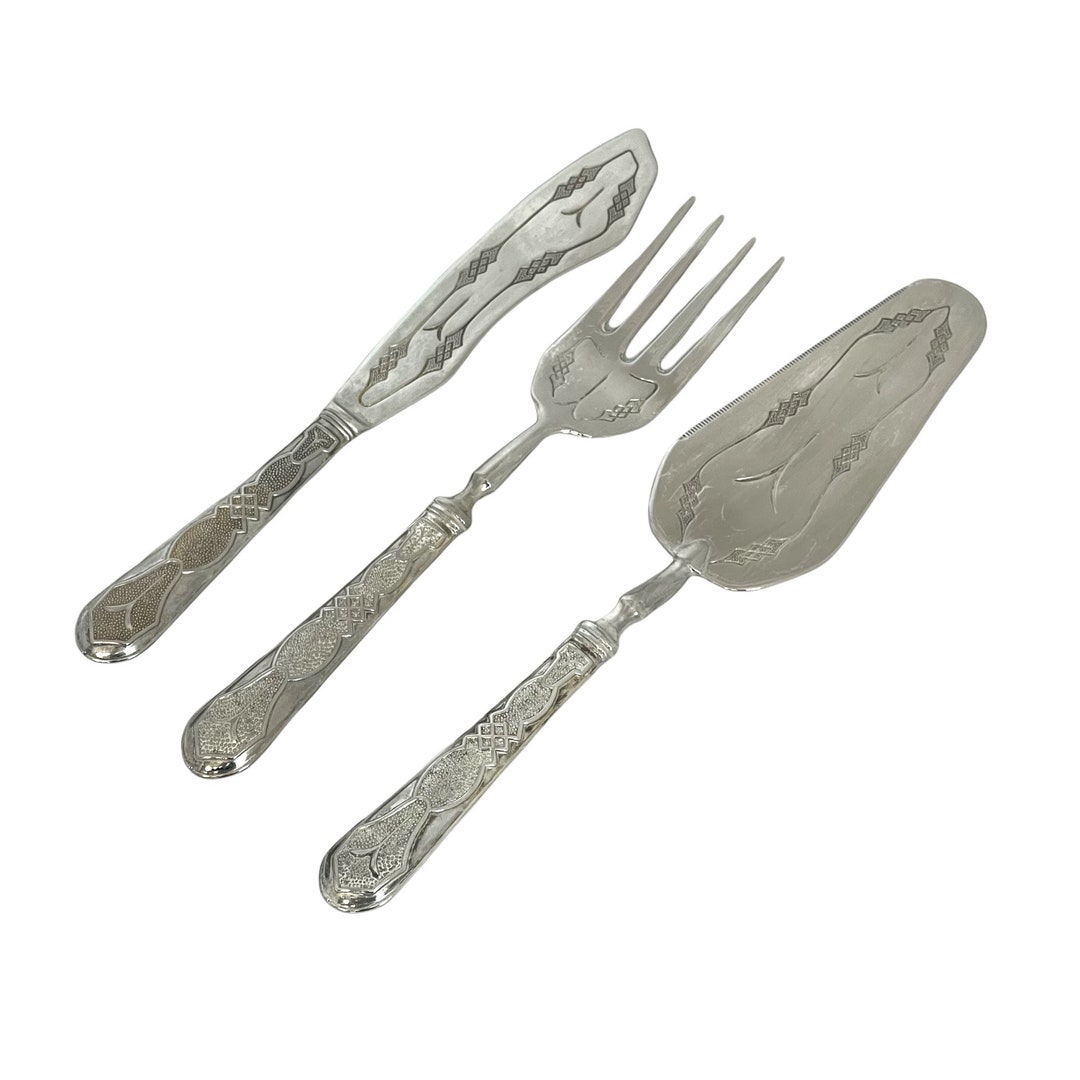 Vintage Silver Plated Cake Serving Set, Wedding Cake Set, Silver Cake