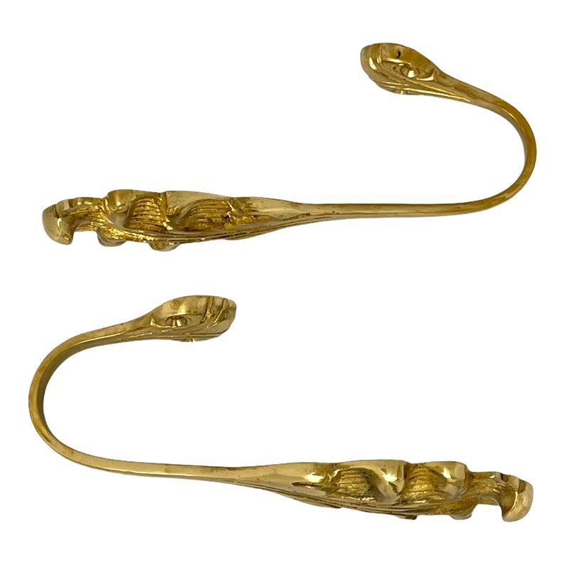 Brass Curtain Tie Backs Vintage Pair of Feather Curtain Tie Etsy