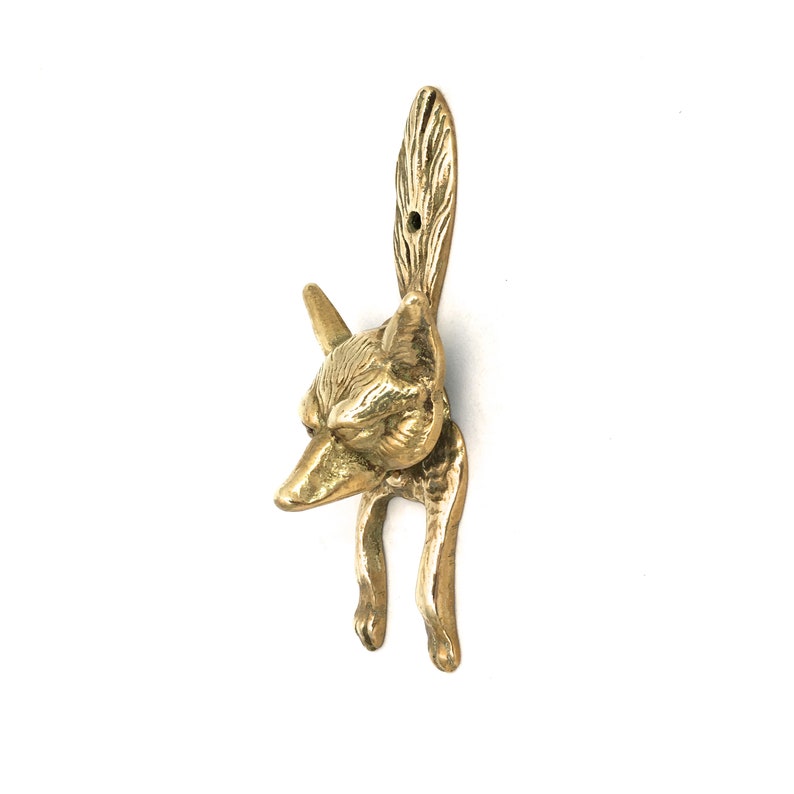 Vintage Brass Fox Door Knocker Front Door Knocker Wolves Etsy