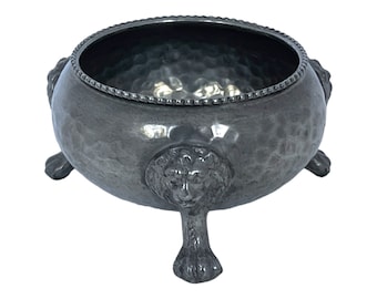 Antique Pewter Salt Cauldron, Wiccan Altar, English Lion Offering Bowl, Pagan, Incense Burner, Witchcraft Supplies, Altar Piece, Salt Celler